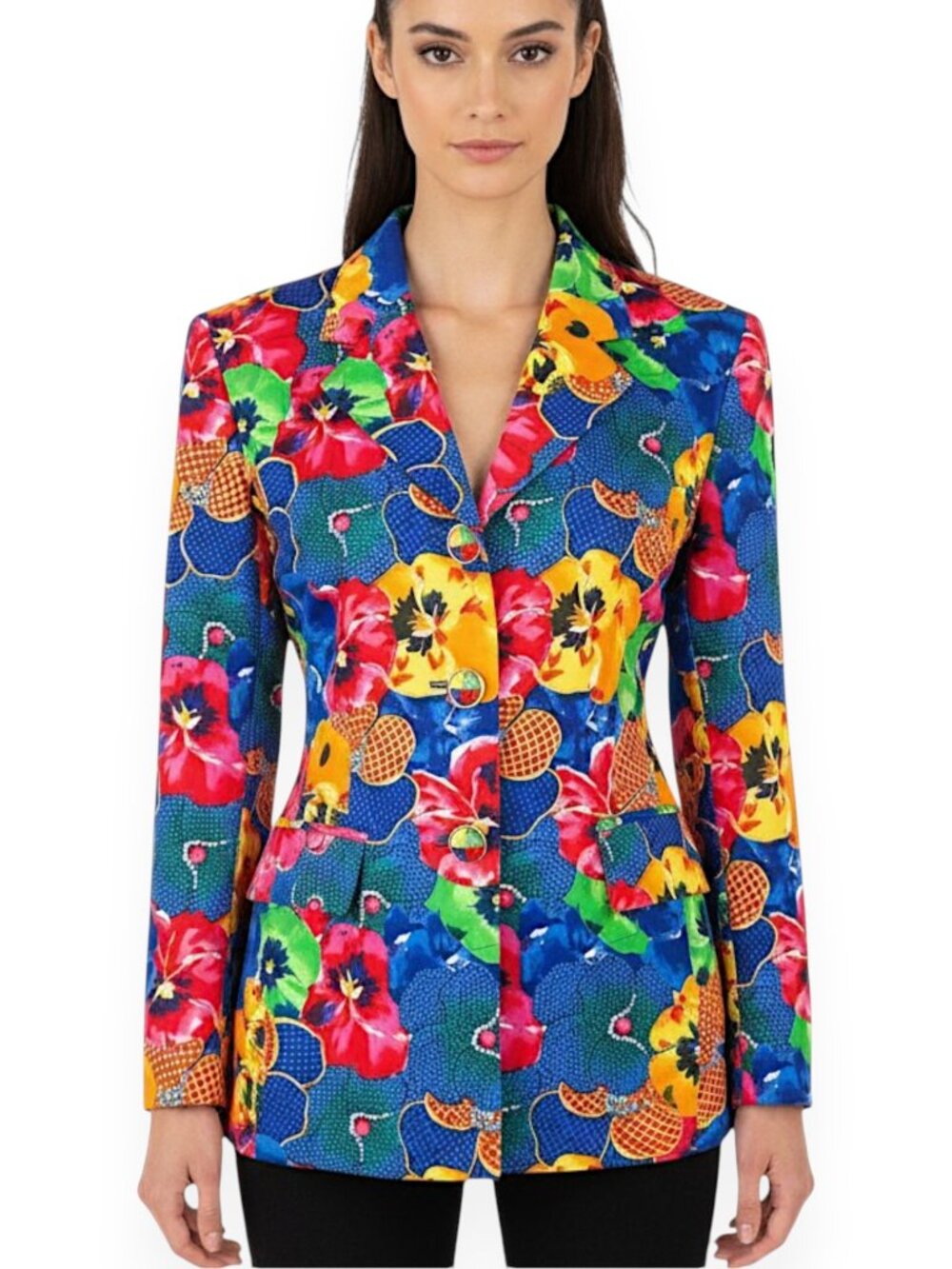 Escada Vintage Bright Floral Rhinestone Colorful Blazer Jacket Rare New NWT 36